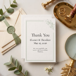 Cartão De Agradecimento Obrigado Casamento Minimalista Verde Salvia