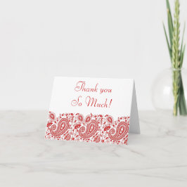 Cartão De Agradecimento Obrigado casamento muslim de paisley vermelho