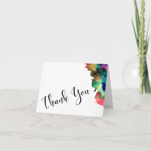 Cartão De Agradecimento Obrigado Casamento Preto Tipo Colorido Aquarela 2