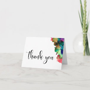 Cartão De Agradecimento Obrigado Casamento Preto Tipo Colorido Aquarela 4