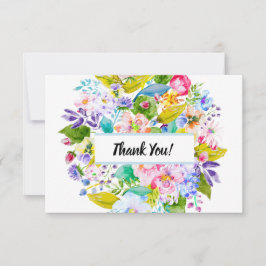 Cartão De Agradecimento Obrigado Casamento Romântico Floral Azul Suave