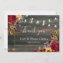 Cartão De Agradecimento Obrigado Casamento Rosa Rústica e Aster