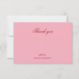Cartão De Agradecimento Obrigado Casamento Roteiro Minimalista Rosa Vermel