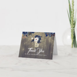 Cartão De Agradecimento Obrigado Casamento Rústico Floral Marinho