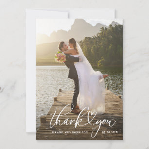 Cartão De Agradecimento obrigado casamento script branco
