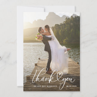 Cartão De Agradecimento obrigado casamento script branco