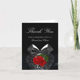 Cartão De Agradecimento Obrigado Casamento Smoking Preto Branco Rosa Verme