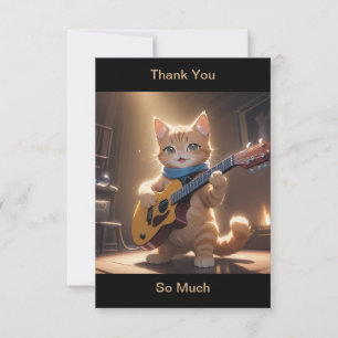 Cartão De Agradecimento Obrigado Cat Tocando Violão