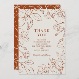 Cartão De Agradecimento Obrigado, Chá de fraldas Botânico Laranja Queimado