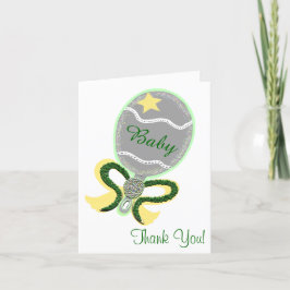 Cartão De Agradecimento Obrigado Chá de fraldas Elegante Rattle