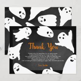 Cartão De Agradecimento Obrigado chá de fraldas fantasma preto laranja do 