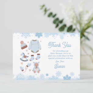 Cartão De Agradecimento Obrigado, Chá de fraldas Frio Fora Da Neve Blue Bo