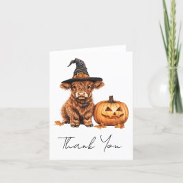 Cartão De Agradecimento Obrigado Chá de fraldas Highland Cow Halloween