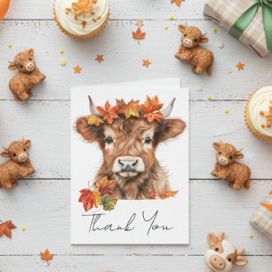 Cartão De Agradecimento Obrigado Chá de fraldas Highland Cow Halloween