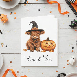 Cartão De Agradecimento Obrigado Chá de fraldas Highland Cow Halloween