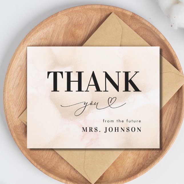 Cartão De Agradecimento Obrigado Chá de panela Cloud Nine 9 Heart Script (Criador carregado)