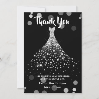 Cartão De Agradecimento Obrigado Chá de panela Vestido De Casamento
