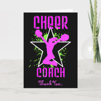 Cartão De Agradecimento Obrigado Cheerleader Coach Saudação Card