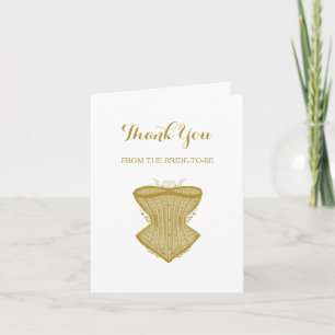 Cartão De Agradecimento Obrigado Chic Gold Corset Lingerie Chá de Noiva