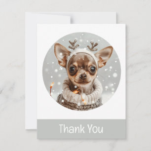 Cartão De Agradecimento Obrigado Chihuahua Reindeer Dog De Natal