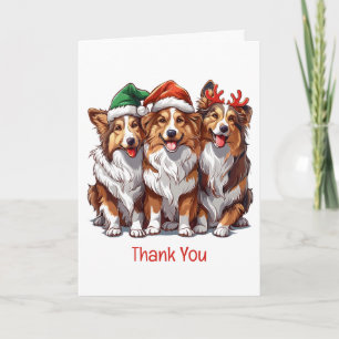 Cartão De Agradecimento Obrigado Christmas Shetland Sheepdogs