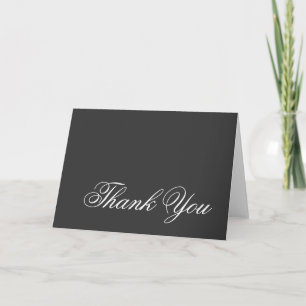 Cartão De Agradecimento Obrigado Cinza White Script Greeting Card