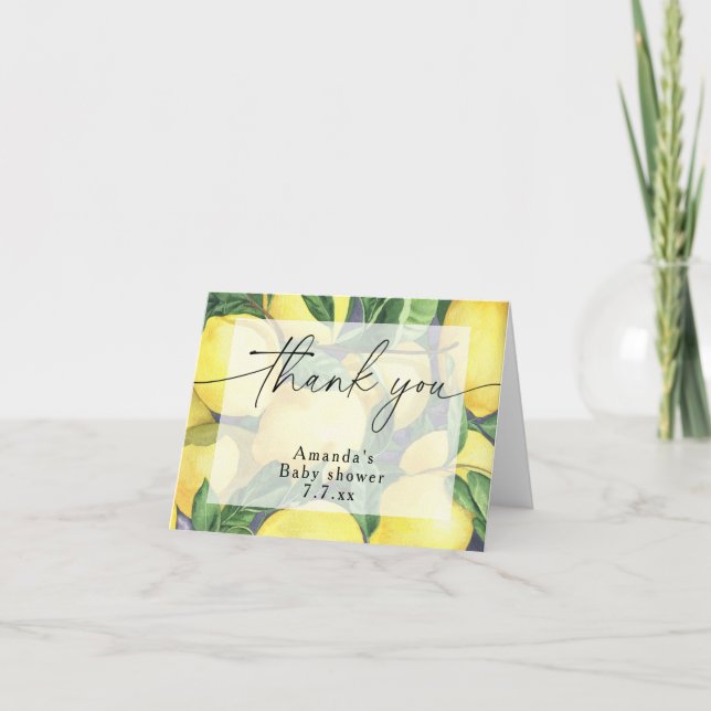 Cartão De Agradecimento Obrigado - Citrus Lemon - Chá de fraldas (Frente)