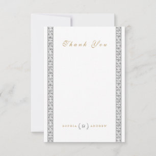 Cartão De Agradecimento Obrigado clássico formal elegante do casamento