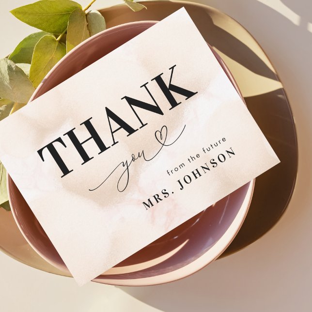 Cartão De Agradecimento Obrigado Cloud Nine Heart Script Chá de Noiva (Criador carregado)