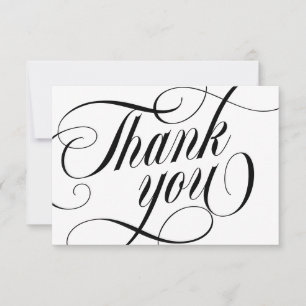 Cartão De Agradecimento Obrigado com Amor em Grafia Preta Elegante e Girat