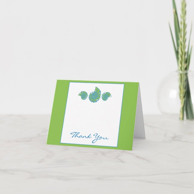 Cartão De Agradecimento Obrigado Concha do Mar Verde Lima e Turquesa (Frente)