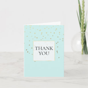 Cartão De Agradecimento Obrigado Confete Dourado Menta