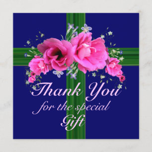 Cartão De Agradecimento Obrigado cor-de-rosa das flores você para o cart