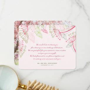 Cartão De Agradecimento Obrigado cor-de-rosa do casamento do primavera da