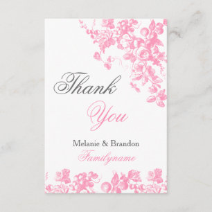 Cartão De Agradecimento Obrigado cor-de-rosa e cinzento do casamento você