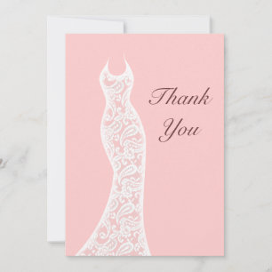 Cartão De Agradecimento Obrigado cor-de-rosa laçado você