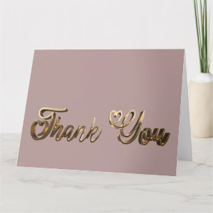 Cartão De Agradecimento Obrigado Corações Elegantes Dourado Script de Escr