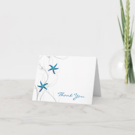Cartão De Agradecimento Obrigado coral azul da estrela do mar e da prata