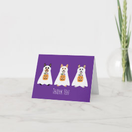 Cartão De Agradecimento Obrigado Corgi Ghost Dogs Halloween