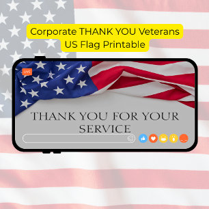 Cartão De Agradecimento Obrigado Corporativo VETERANOS Bandeira dos EUA Im