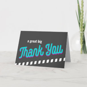 Cartão De Agradecimento Obrigado Costumado Teal Moderno de Bold nas Cinzas