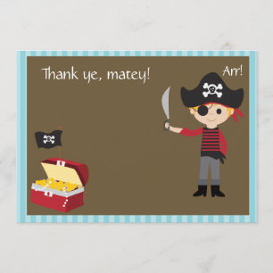 Cartão De Agradecimento Obrigado customizável do menino do pirata você