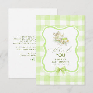 Cartão De Agradecimento Obrigado Cute Xadrez Verde Tema Chá