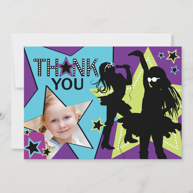 Cartão De Agradecimento Obrigado da banda da menina da estrela do rock (Frente)