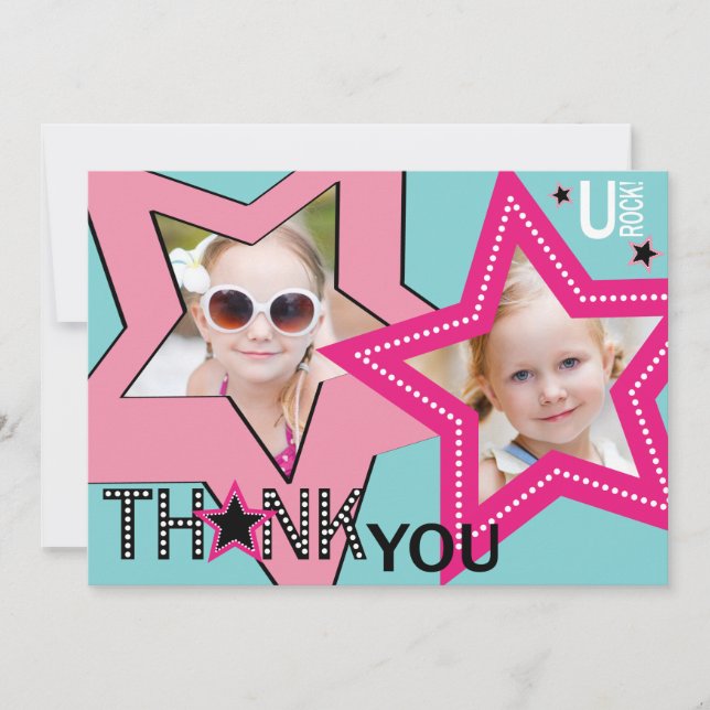 Cartão De Agradecimento Obrigado da banda da menina da estrela do rock (Frente)