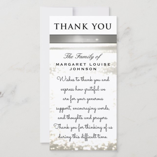 Cartão De Agradecimento Obrigado da Família - Gliters de Água (Frente)