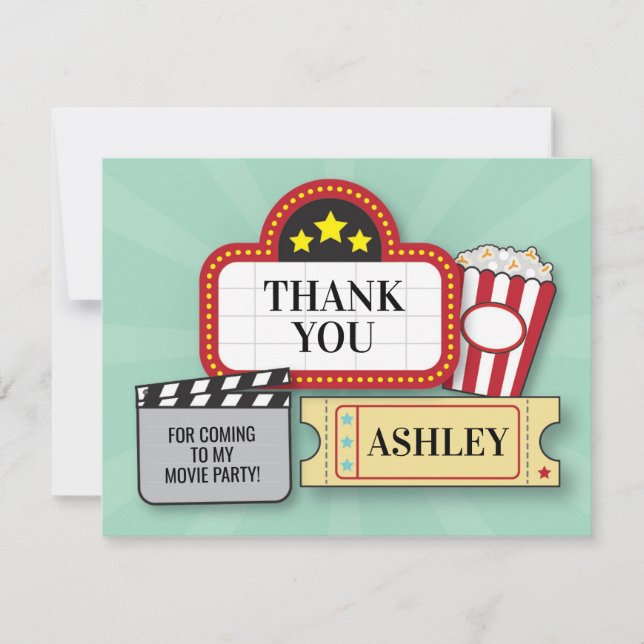 Cartão De Agradecimento Obrigado da festa de aniversário você pipoca do (Frente)