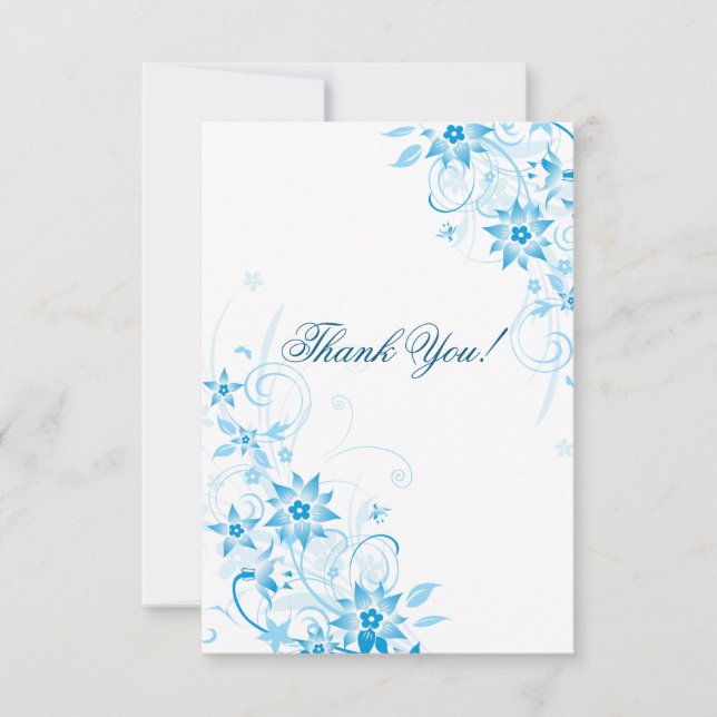 Cartão De Agradecimento Obrigado da flor da estrela azul você (Frente)