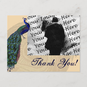 Cartão De Agradecimento Obrigado da foto do pavão do vintage você cartõ