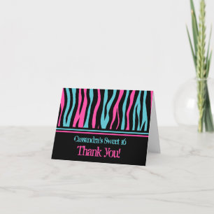Cartão De Agradecimento Obrigado da zebra você aniversário do doce 16 de